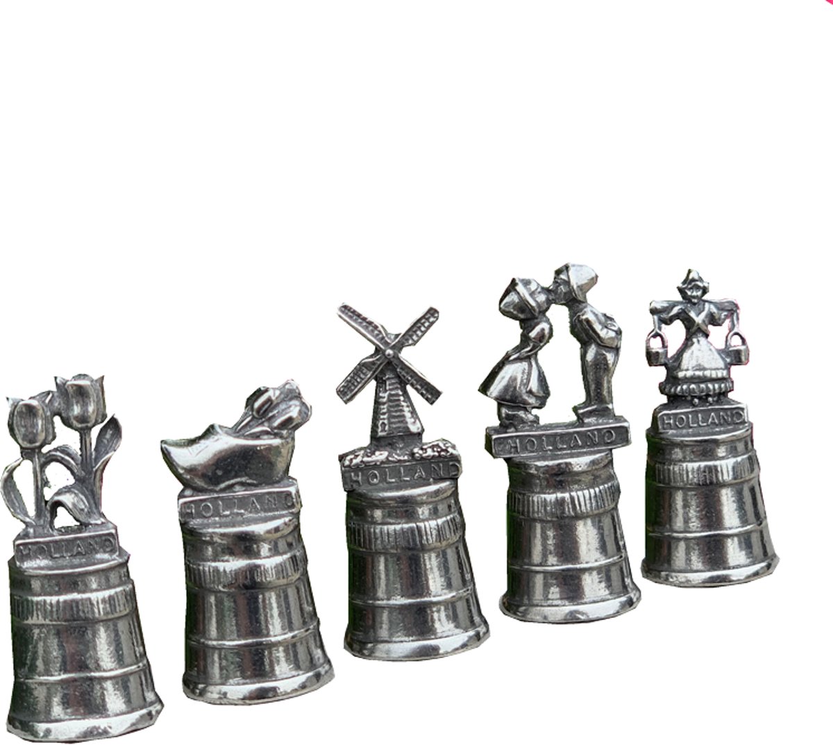 Set vingerhoedjes - Holland - Klompje / tulp / waterdraagster / molen / kussend paar